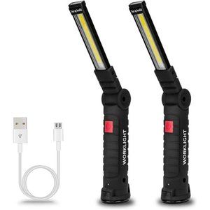 Tool Gifts for Men 2Pack Rechargeable LED Work Lights with Magnetic Base,360°